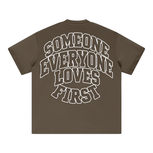 Collegiate Arched Tee (Brown) (White Outline Logo)