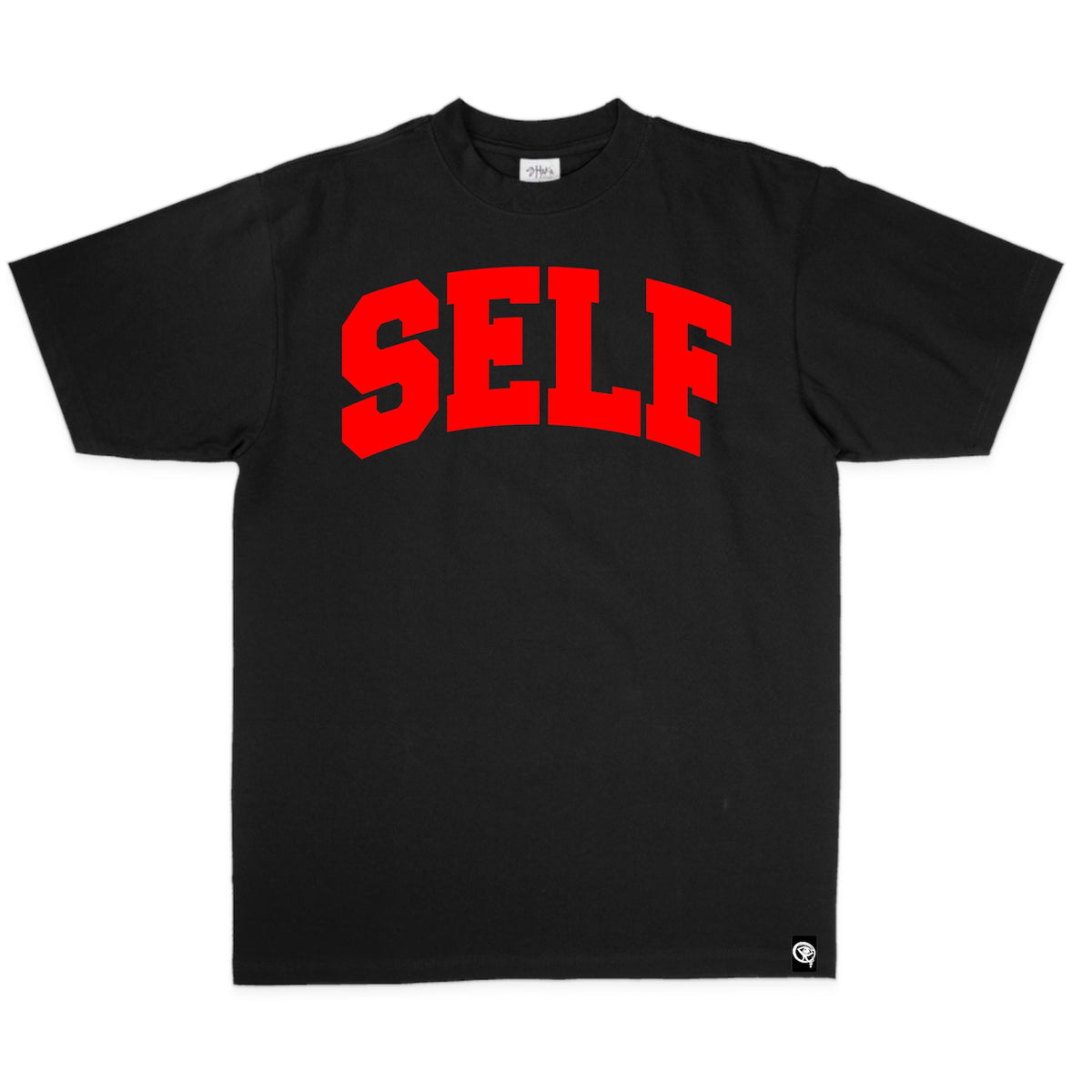 Collegiate Arched Tee (Black) (Solid Red Logo)