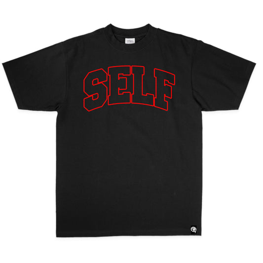 Collegiate Arched Tee (Black) (Red Outline)