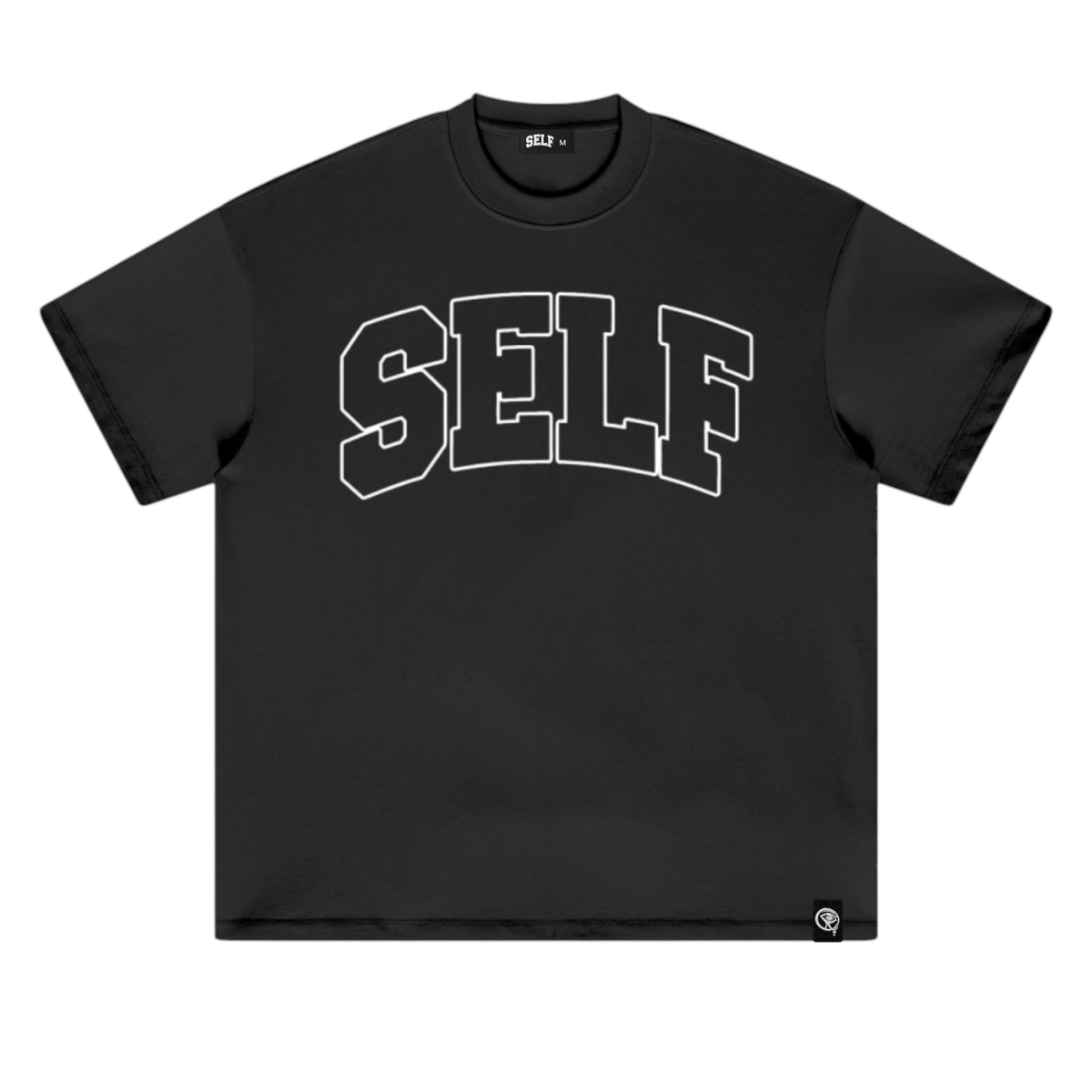 Collegiate Arched Tee (Black) (White Outline)