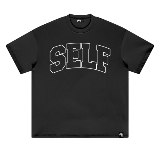 Collegiate Arched Tee (Black) (White Outline)
