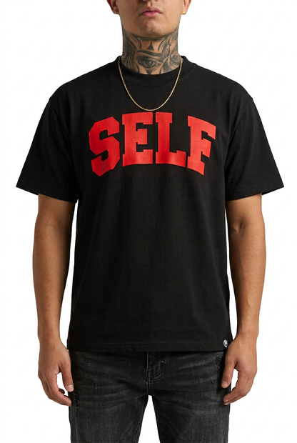 Collegiate Arched Tee (Black) (Solid Red Logo)