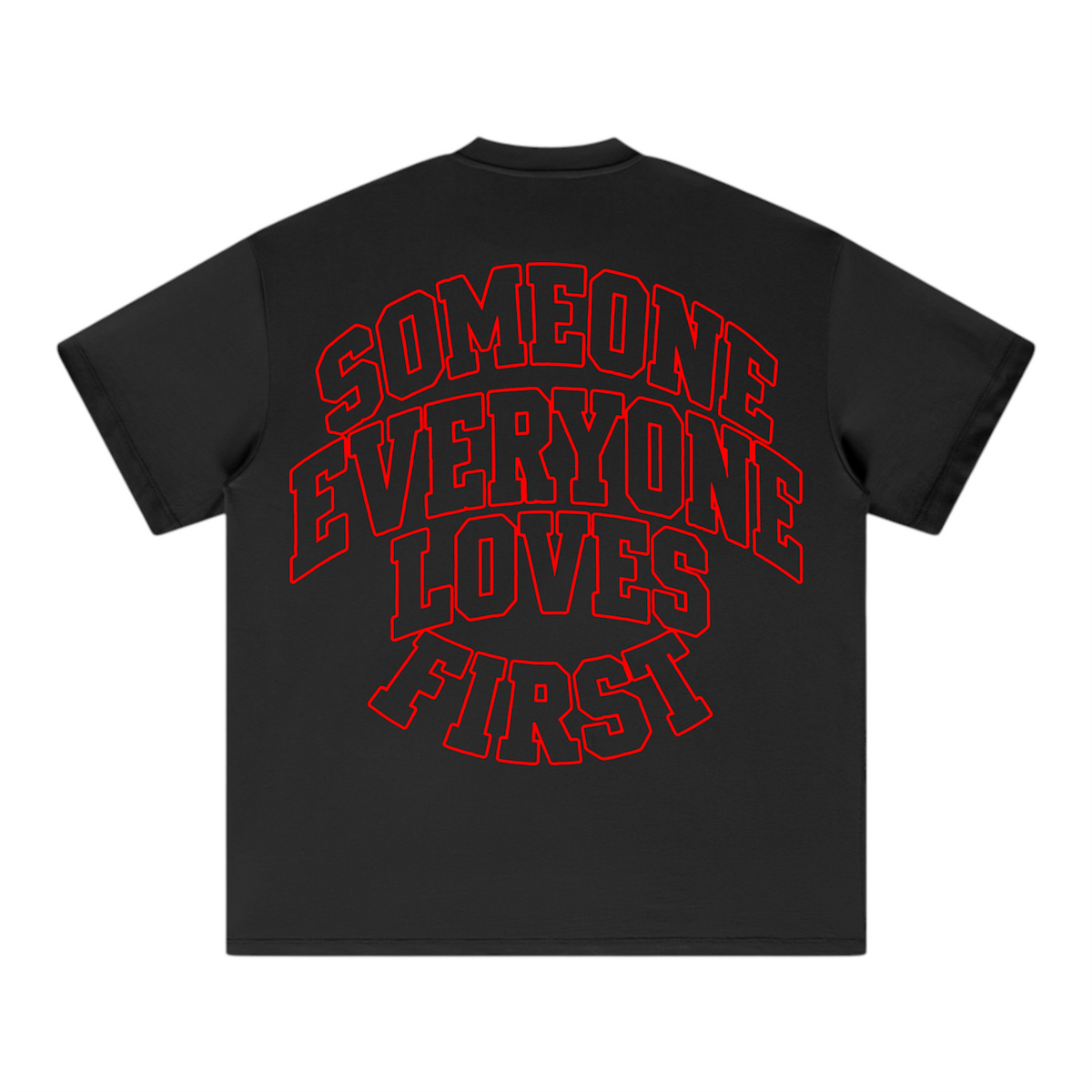 Collegiate Arched Tee (Black) (Red Outline)