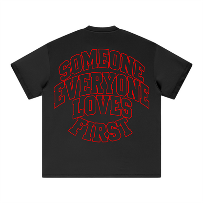Collegiate Arched Tee (Black) (Red Outline)