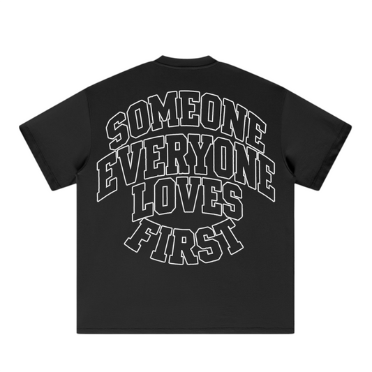 Collegiate Arched Tee (Black) (White Outline)