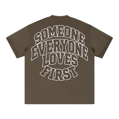 Collegiate Arched Tee (Brown) (White Outline Logo)