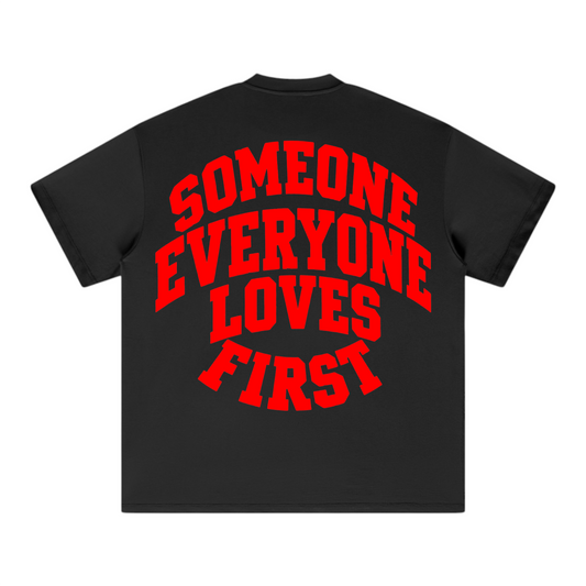 Collegiate Arched Tee (Black) (Solid Red Logo)