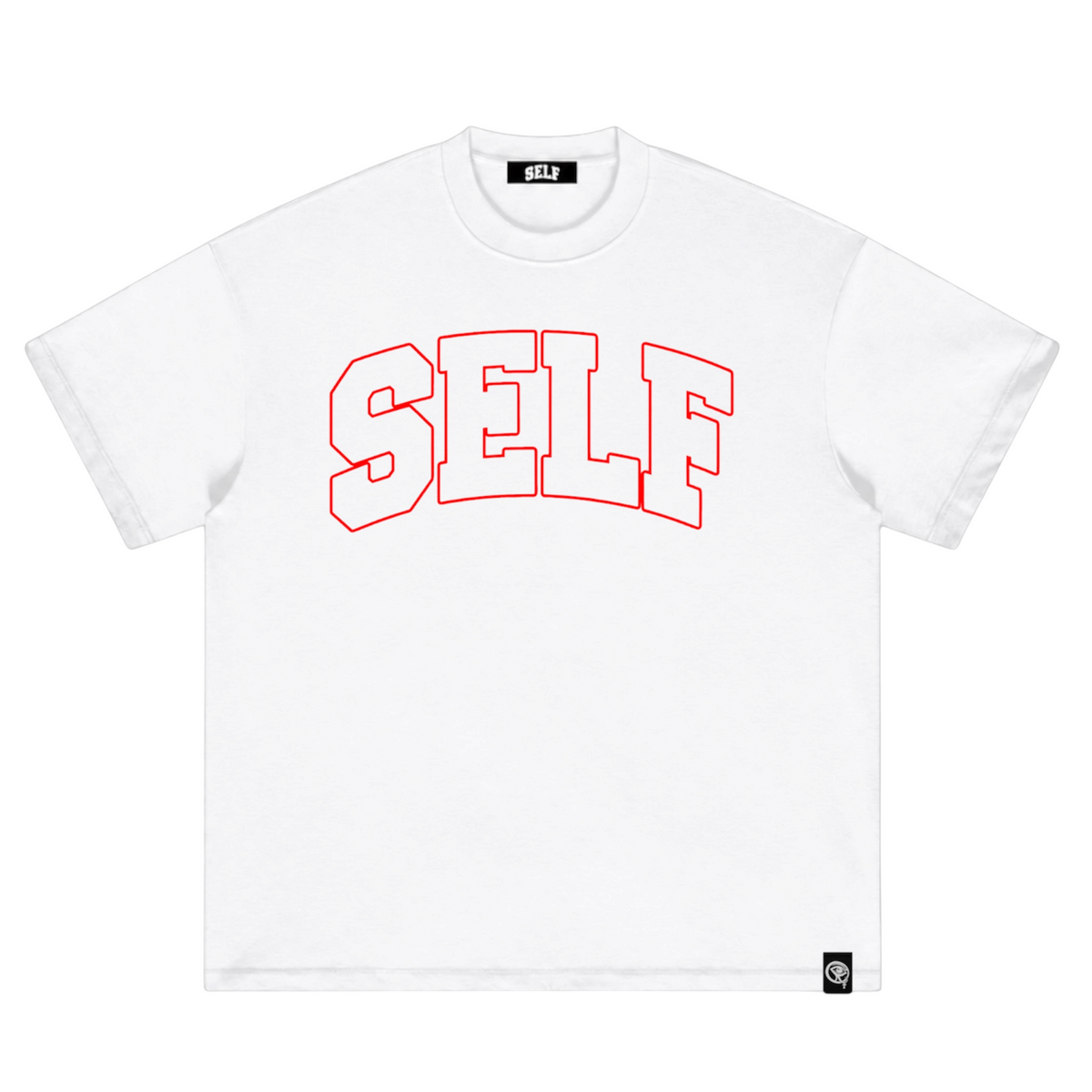 Collegiate Arched Tee (White) (Red Outlined Logo)