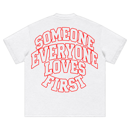Collegiate Arched Tee (White) (Red Outlined Logo)