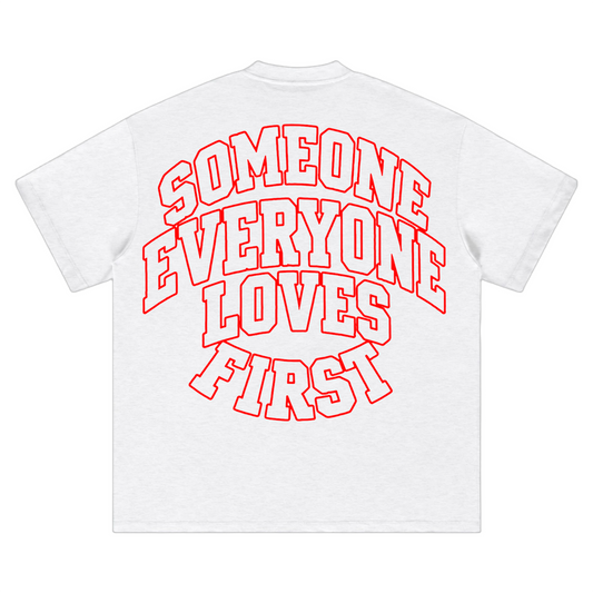 Collegiate Arched Tee (White) (Red Outlined Logo)