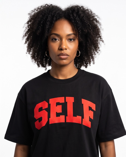 Collegiate Arched Tee (Black) (Solid Red Logo)