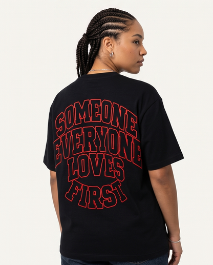 Collegiate Arched Tee (Black) (Red Outline)