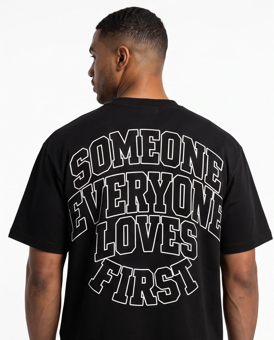 Collegiate Arched Tee (Black) (White Outline)