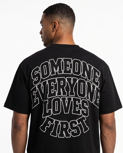 Collegiate Arched Tee (Black) (White Outline)