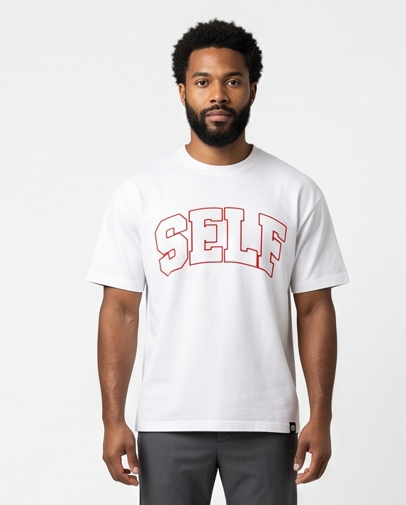 Collegiate Arched Tee (White) (Red Outlined Logo)