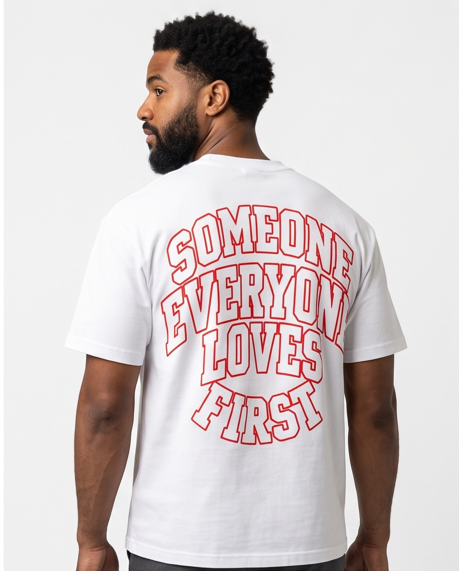 Collegiate Arched Tee (White) (Red Outlined Logo)