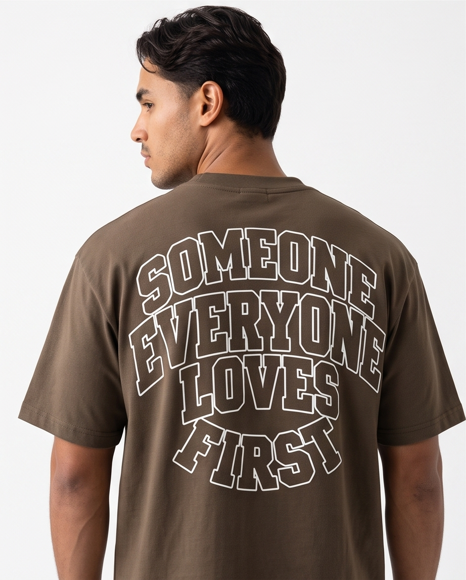 Collegiate Arched Tee (Brown) (White Outline Logo)